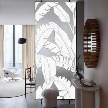 Imagem de Chicskin Película de privacidade de janela tropical fosca 3D sintética para porta e janela de vidro, folhas de bananeira 3D 75 x 175 cm