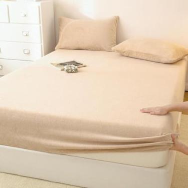 Imagem de Lençol de baixo de pelúcia ultramacio com bolso profundo, capa protetora de colchão, conjunto de cama para todas as estações, elástico ultra elástico de 360 graus, para quartos tipo 07||180 x 220 cm