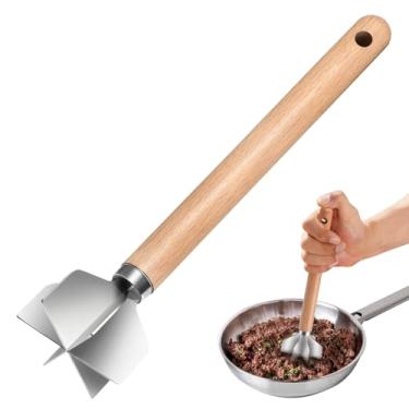 Imagem de Espremedor de carne de aço inoxidável de 28 cm com 6 lâminas, espremedor de batata de metal, ferramenta de picador de carne moída, adequado para fazer carne moída, purê de batatas, geleia e mais (um