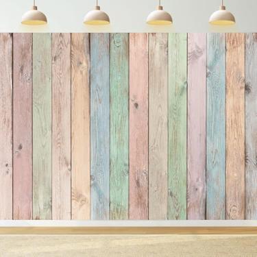 Imagem de Pano de fundo de madeira colorido, 25 x 20 m, pastel, pastel, rústico, para fotografia, decoração de Páscoa, chá de bebê, decoração de festa de aniversário, retrato, sessão de fotos, adereços de