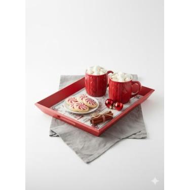 Imagem de Bandejas decorativas tipo Madera Color Rojo 17,7 x 13,3 pulgada se. Ideal para café, cocina ou centro de mesa