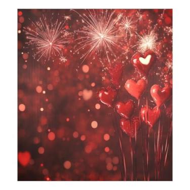 Imagem de Blueangle Capa magnética de fogos de artifício coração dos namorados, decoração da capa frontal da máquina de lavar louça, adesivos de eletrodomésticos, adesivos de eletrodomésticos, 58 cm C x 66 cm