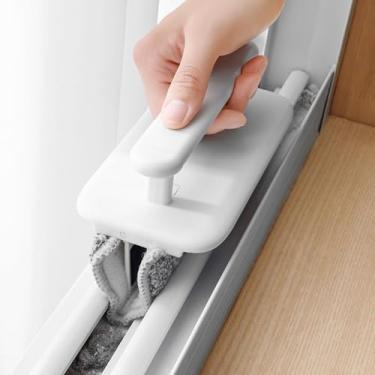 Imagem de Escova de limpeza de trilho de janela - esfregão dobrável com pano removível para ranhuras de porta deslizante, cantos de soleira e espaços estreitos