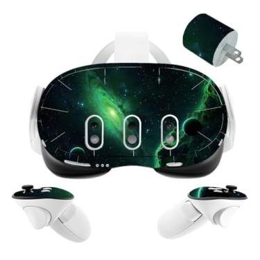 Imagem de VR Headset Galaxy Capacete Skin e Acessórios Kit de Adesivos Compatível com Quest 3 Skin Vinil Capa Protetora Decalque Compatível com Oculus Quest 3 (Green Ghost Galaxy)