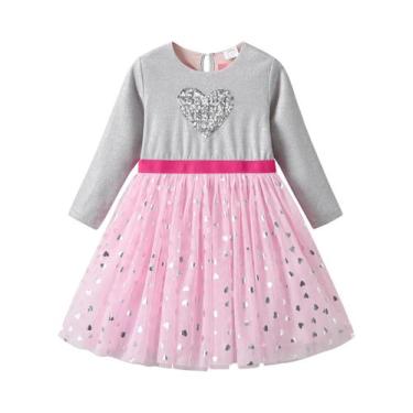 Imagem de Vestido De Princesa De Tule Rosa Com Manga Longa Para Meninas VIKITA V