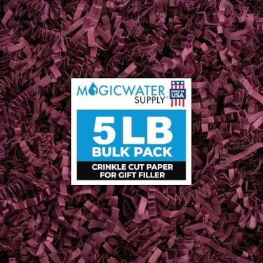 Imagem de Papel de corte enrugado MagicWater para cestas de presente - 2,3 kg - Borgonha - perfeito para enchimento de papel desfiado, enchimento de cestas, caixas de presente, presentes de dama de honra