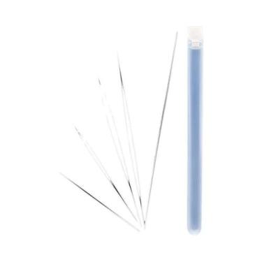 Imagem de Agulhas De Beading Torcidas Em Aço Inoxidável Com Abertura Central Par