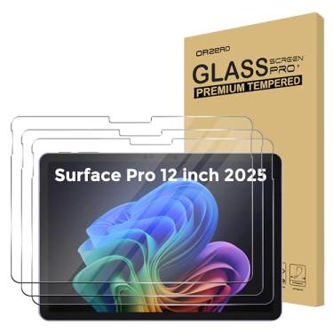 Imagem de Orzero (Pacote com 3) Compatível com Microsoft Surface Pro 12 polegadas 2025 protetor de tela de vidro temperado, protetor de tela de Pantalla 9H de alta definição, antiarranhões, sem bolhas