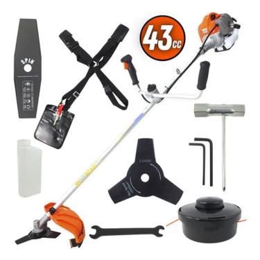 Imagem de Rocadeira Lateral Profissional a Gasolina Vulcan Trent VR430 2 Tempos 43cc 1,7hp Linha Premium Acelerador com Amortecedo