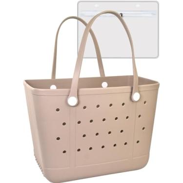 Imagem de Uwyriwooq Sacola de praia feminina, bolsa de praia de borracha, impermeável, à prova de areia, sacola extra grande de EVA