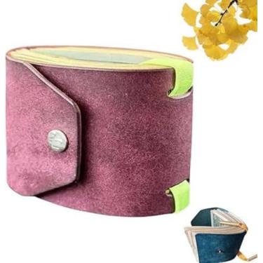 Imagem de Carteira de couro para dinheiro | Suporte magnético para dinheiro, organizador de notas portátil e bolsa antiperda 12, Roxa