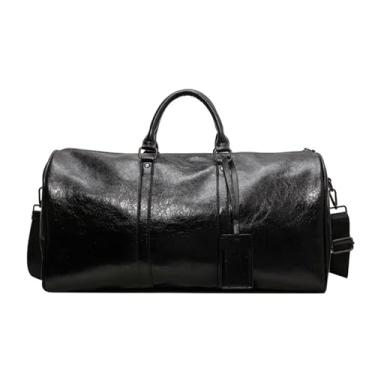 Imagem de MURVE Bolsa de ginástica feminina de poliuretano, bolsa de ginástica, masculina, bolsa tiracolo de grande capacidade, natação, ioga, viagem, treino, Preto, One Size