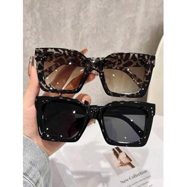 Imagem de Armações de óculos quadradas retrô chiques para mulheres e homens, lentes transparentes elegantes, óculos de armação quadrada para uso diário e estilo urbano, Estilo 3, One Size