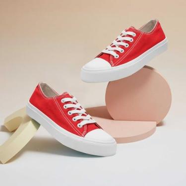 Imagem de Tênis infantil de lona, cano baixo, sem cadarço, para meninas, meninos, crianças, tênis moderno, cano alto, lona, clássico, casual, tênis, Vermelho, 10 Toddler