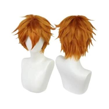 Imagem de Peruca Curta Masculina Para Cosplay Sintética Prata Vermelha Rosa Loir