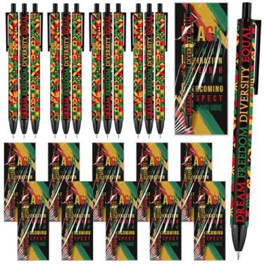Imagem de Yexiya Conjunto de 30 canetas esferográficas do mês da história negra a granel com cartão de marcador de livro inspirador, geométrico, liberdade dos sonhos, diversidade, canetas iguais para festas