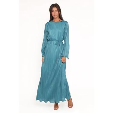 Imagem de Petal & Pup Vestido feminino Armena-Manga Longa Maxi-Dress-Teal, Azul-petróleo, P