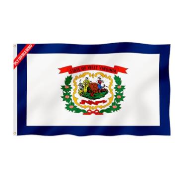 Imagem de Bandeira do estado da Virgínia Ocidental WV bandeira do estado 1,8 x 3 m, dupla face, à prova de desbotamento, cor linda, poliéster mais espesso com 2 argolas de latão