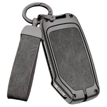 Imagem de Capa de proteção para chave de carro de couro de metal compatível com Kia Sportage/Ceed/Sorento/Cerato/Forte/KX3/K5 2017-2020(GUN SHELL GREY)