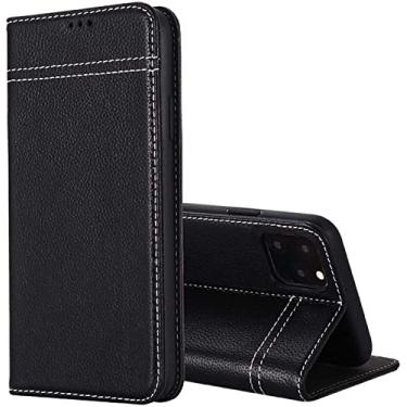 Imagem de VEVEL Capa de telefone flip com função Stend, capa fólio de couro à prova de choque para Apple iPhone 14 Plus (2022) 6,7 polegadas [porta-cartão] (Cor: Preto)