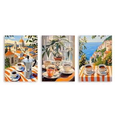 Imagem de Pintura em tela vintage de pôster-comida para parede, cafeteria de viagem italiana, quente, cozinha, café, bar, decoração (SKU4-3PCS, 20.3x30.5 cm), sem moldura)