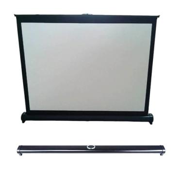 Imagem de Tela de Projetor Portátil com Suporte Mesa 40 Polegadas 4 3 Projeção Design Puxável e Retrátil Case Alumínio para Projetores Telefoto Ambiente Interno Viagens Acampamentos Negócios