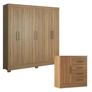 Imagem de Cômoda MontevidÃ:copyright:u e Guarda Roupa Casal Prático Amêndola Touch - Demóbile