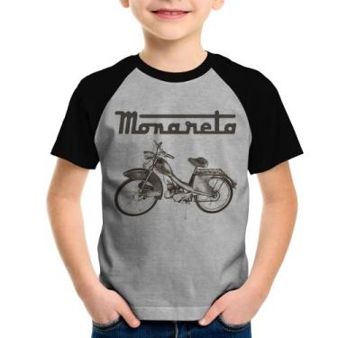 Imagem de Camiseta Raglan Infantil Ciclomotor Monareta - Foca na Moda, Cinza, Pr