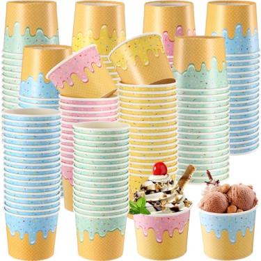 Imagem de Ninehaoou Copos de papel para sorvete, tigelas de sobremesa descartáveis a granel, tigelas de sorvete, copos de sobremesa, tigelas de festa para sorvete, sopa, iogurte congelado, comida fria ou