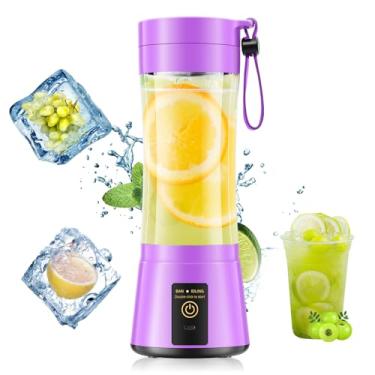 Imagem de Liquidificador portátil para smoothies e shakes – Liquidificador de tamanho pessoal sem fio, recarregável por USB tipo C, 6 lâminas com copo de viagem gratuito BAP de 380 ml, adequado para piquenique