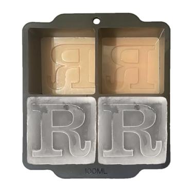 Imagem de Molde de cubos de gelo com monograma com tampa, bandeja de gelo de uísque de 5 cm, molde de cubo de gelo de coquetel, monograma de casamento, presente de agradecimento, presentes para o pai (letra R)