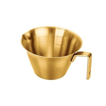 Imagem de Xícaras de café expresso de aço inoxidável de 100 ml com alça em forma de V, xícara de café expresso com escala (1, xícara de café expresso dourada)