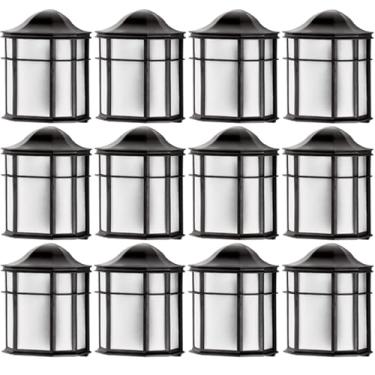 Imagem de 12 Luminárias Preta Lente Fosca Injetada Arandela de Parede Muros Área Externa 3 Focos