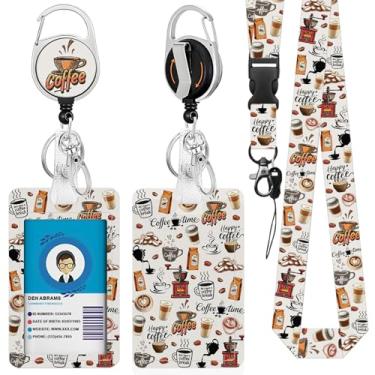 Imagem de Cordões para crachá de identificação, café para porta-crachá de identificação, suporte de crachá de identificação de café com clipe retrátil resistente, presente para professores de enfermagem e