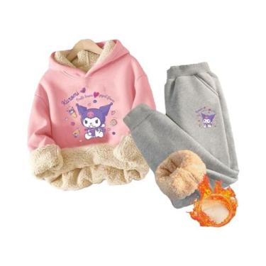 Imagem de Conjunto De Moletom De Inverno Para Meninas Sanrio Kuromi, Com Forro D