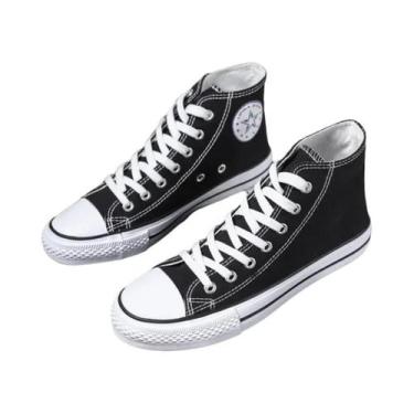 Imagem de Tênis Feminino De Cano Alto Em Lona, Sola Macia, Antiderrapante, Casua