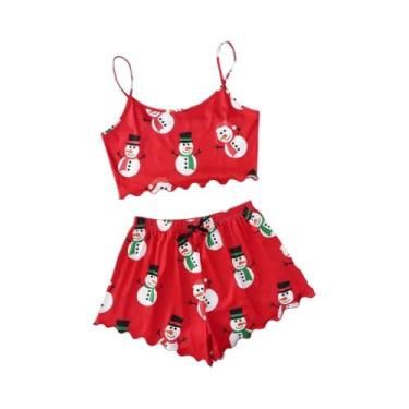 Imagem de Conjunto De Pijama Feminino De Natal Com Estampa De Biscoito De Gengib