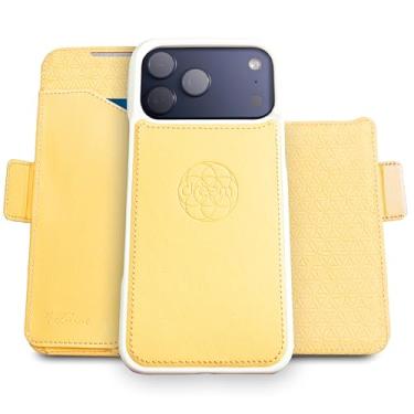 Imagem de Dreem for iPhone 17 Pro Max Case Wallet, Revolutionary Phone Stand, Vegan Leather, MagSafe-Fit, Magnetic Detachable Flip Cover, RFID Blocking Card Holder, Gift-Box [Fibonacci:Butter Yellow]