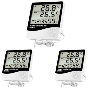 Imagem de Kit 3 Termo Higrômetro Digital Medidor de Temperatura e Umidade Intern