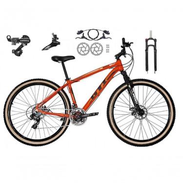 Imagem de Bicicleta Aro 29 Gti Roma Shimano 24v K7 Freio A Disco Hidráulico Garfo Com Trava Pneu Faixa - Laranja Tam.15