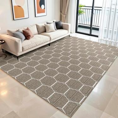 Imagem de Tapete Sala Quarto Luxo Grande 3,00 x 2,00 Antiderrapante Jacquard Decorativo Moderno Geométrico Tear Artesanal (Marrom, 3,00 x 2,00)