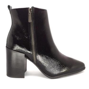 Imagem de Bota Bottero Cano Curto Couro Verniz Bico Fino Preta-Feminino