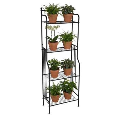 Imagem de Estante Metálica para Plantas 4 Prateleiras 160x55cm Preta - Montar & 