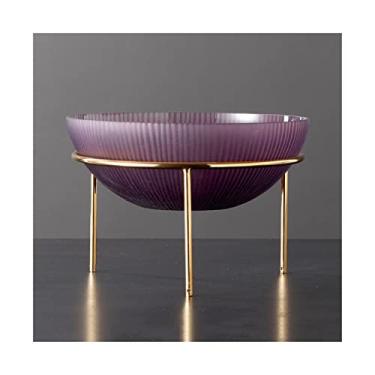 Imagem de Tigela de frutas criativa de metal alta de vidro tigela de frutas moderna minimalista bandeja moderna bandeja de salada de legumes tigela de sobremesa prato de frutas