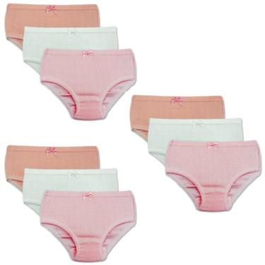 Imagem de Kit 9 Calcinhas Infantil Malha  100% Algodão Luna  038/138, 6, Rosa