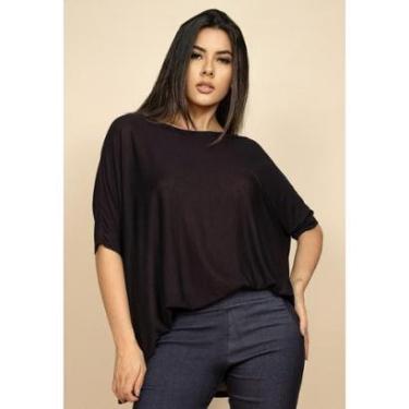 Imagem de Blusa Ampla Malha Morcego Manga Curta Preta - Único-Feminino
