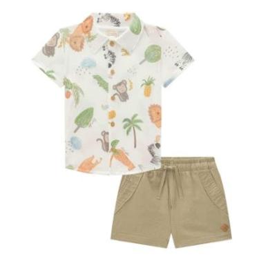 Imagem de Conjunto Infantil Menino Camisa Safári/Bermuda Linho Luc.Boo-Masculino