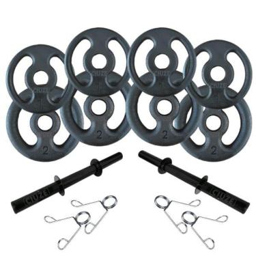 Imagem de Halter De Ferro 12kg O Par + Barra 40cm Preta-Masculino