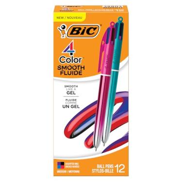Imagem de BIC Caneta esferográfica multicolorida gradiente suave de 4 cores, ponta de 1,0 mm, retrátil, 12 unidades em tinta sortida