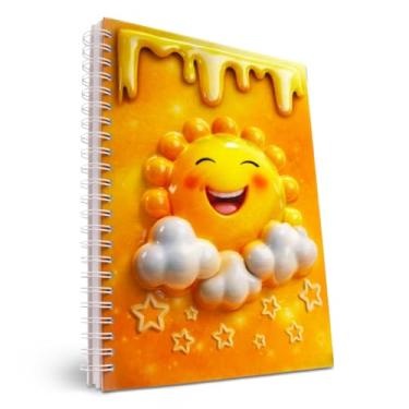 Imagem de omatek smart technologies Caderno espiral com capa brilhante 3D A5 – Caderno de capa dura fofo com 80 folhas – Caderno escolar para crianças, meninas e meninos – Brilho alegre